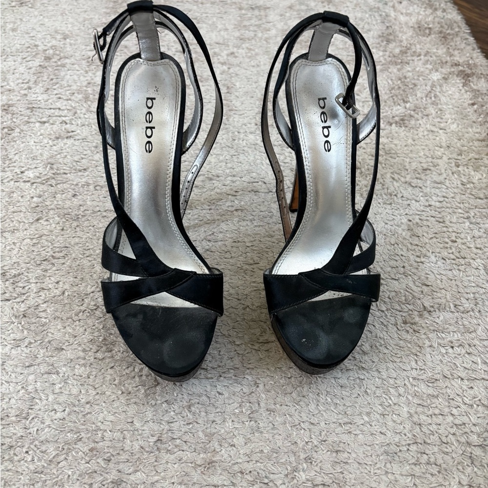 Bebe Elegant Black Strappy Heels